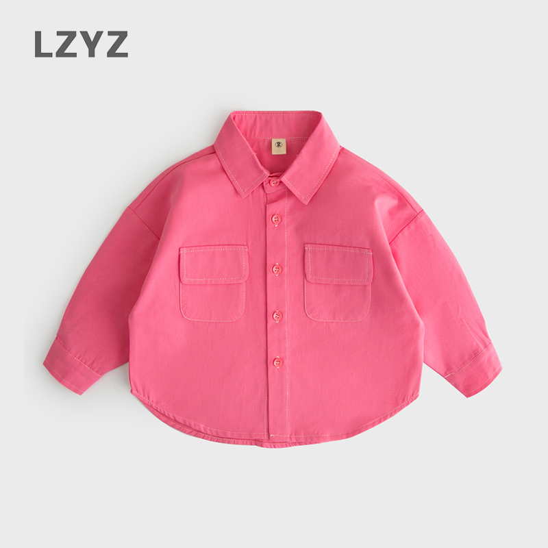 痞帅显白款，男童女童粉色衬衫