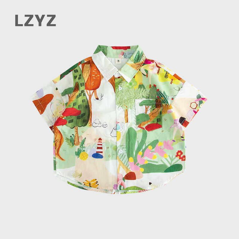 LZYZ童装儿童衬衫男童女童薄款纯棉宽松花衬衣中小童夏季宝宝上衣