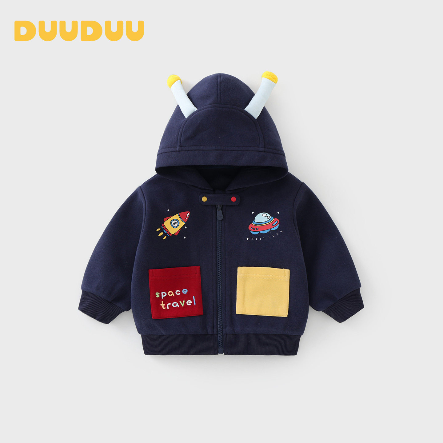 DUUDUU婴幼儿韩版春秋冬季外套太空主题立体触角卡通火箭开衫夹克