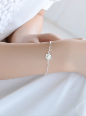 奥特莱斯撤柜捡漏18K金小雏菊手链99纯银简约菊花脚链女手饰配饰