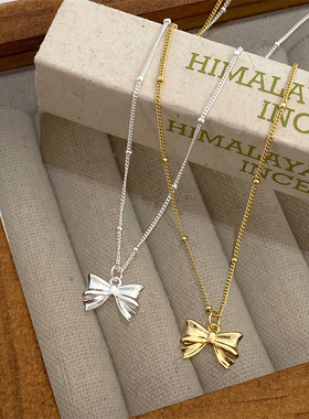 奥特莱斯撤柜清仓捡漏18K金蝴蝶结项链简约时尚百搭锁骨链女配饰