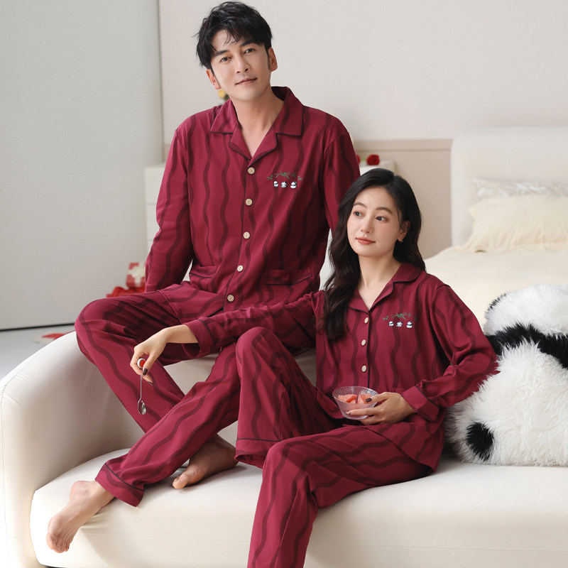 浪莎纯棉情侣睡衣春秋季大码长袖新婚结婚喜庆红色开衫家居服套装,女士内衣/男士内衣/家居服,睡衣/家居服套装,淘宝优惠券,粉丝福利购,淘宝优惠卷