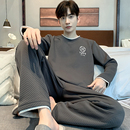 可外穿家居服套装 大码 保暖加厚纯棉长袖 浪莎空气棉夹层睡衣男冬季