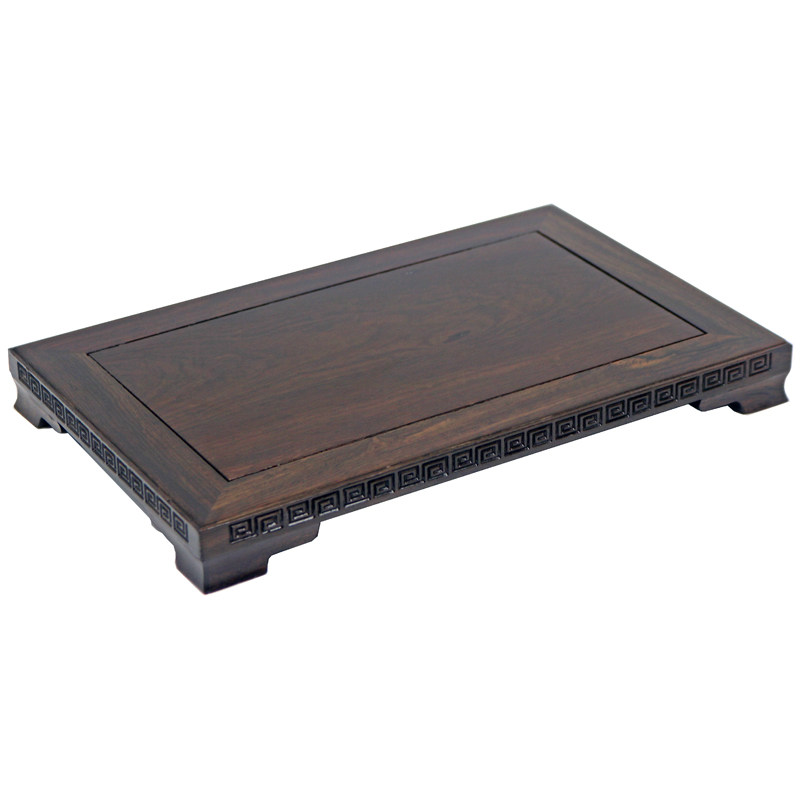 实木雕花瓶盆景摆件佛像奇石头貔貅菩萨长方形底座黑紫檀茶壶木托,家居饰品,木雕,淘宝优惠券,粉丝福利购,淘宝优惠卷