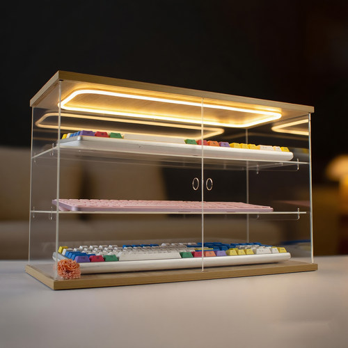 键盘收纳架防尘展示架实亚克力面文件收纳柜展示盒机械键盘架放置架