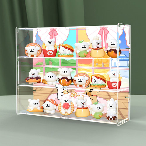 贤月收纳盒适用Suplay线条小狗下午茶系列迷你盲袋潮玩萌粒收纳架
