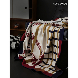 【霍华德庄园】英伦风几何春夏季兔绒纱毛毯沙发盖毯午睡午休毯子