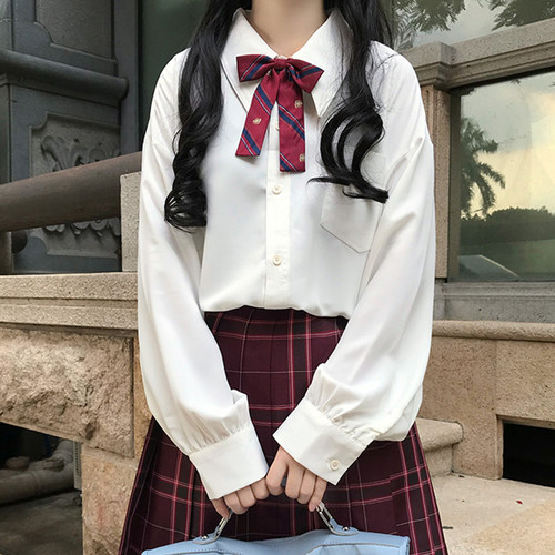 尖领秋季日系灯笼袖白衬衣jk制服