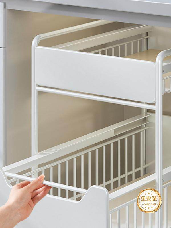 厨房水槽储物架多功能储物架香料架锅柜拉篮拉出分层货架,收纳整理,橱柜收纳筐,淘宝优惠券,粉丝福利购,淘宝优惠卷