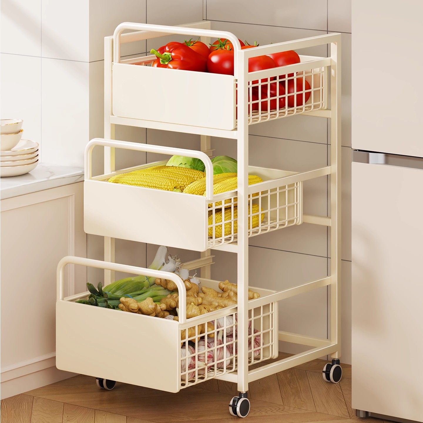 厨房置物架果蔬篮子多功能小推车