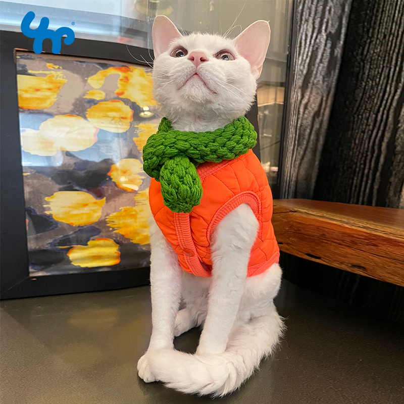 宝眷狗狗猫咪衣服新年毛绒亮橙马甲背心宠物服饰秋冬保暖柔软舒适