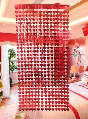 情人节装饰 结婚门帘婚房装饰布置窗帘桃心爱心帘婚庆用品雨定制