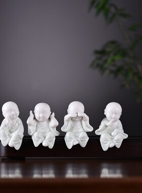 创意紫砂迷你四不小和尚摆件禅意家居桌面装饰园艺花盆造景小定制