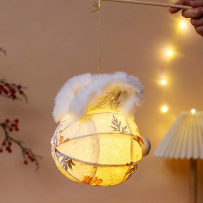 中秋节兔子灯笼花灯diy手工材料包花草灯儿童手提玉兔灯古风定制