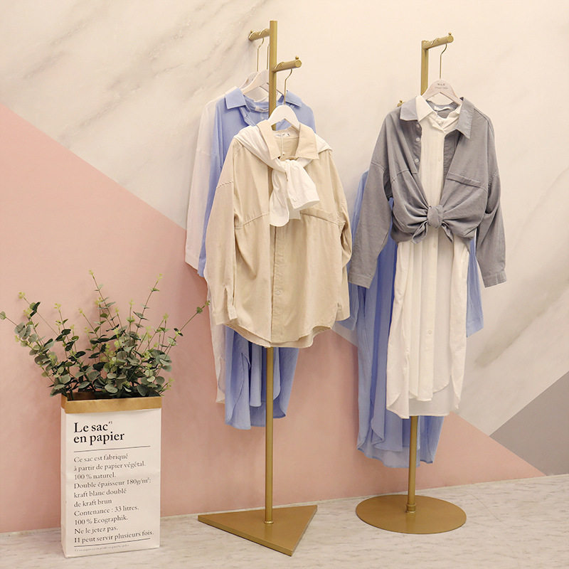 意挂服色正落挂橱店窗示地式女铁架创艺正装店铺金侧挂衣展服装架
