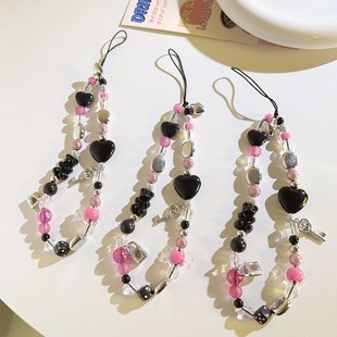 ins欧美金属钥匙扣爱心小熊手提链挂饰通用手机壳手机挂绳ccd定制