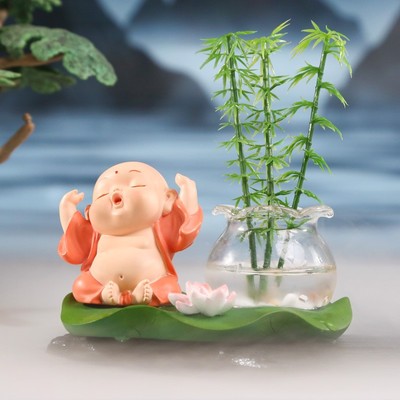 新款弥勒佛水培摆件卡通萌趣创意设计树脂工艺品居家桌面摆件定制