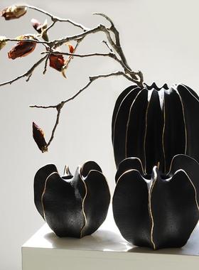 杨桃陶瓷花瓶外贸描金组合摆件工艺品酒店玄关装水桌面创意花插定