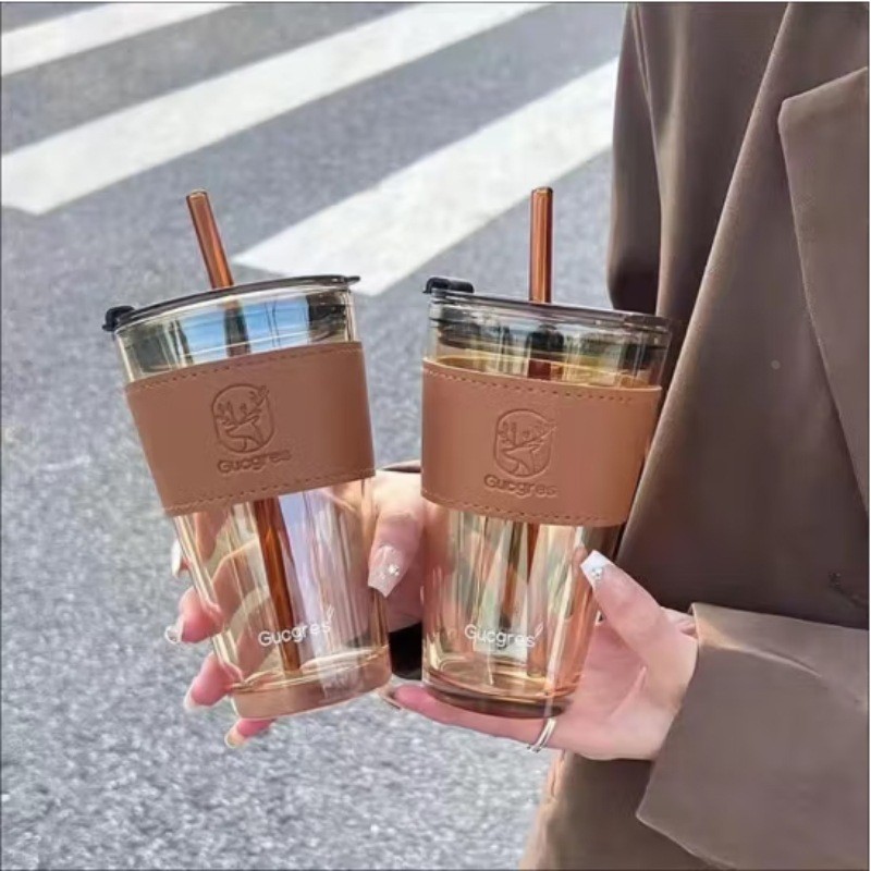 玻璃杯咖啡杯伴手礼杯子礼品广告水杯吸管杯印制logo水杯高颜定制