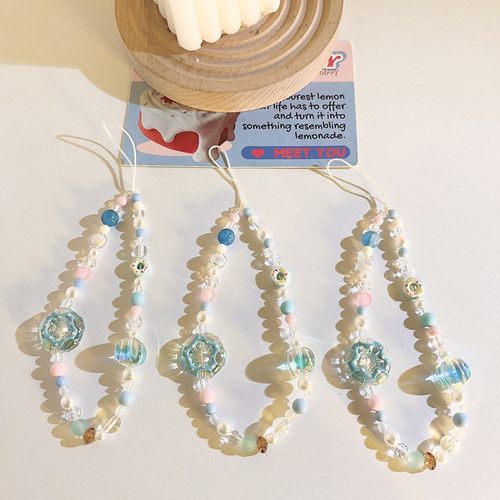 网红ins水珠链手工串珠吊坠挂饰便捷手腕带diy手机挂绳钥匙扣定制