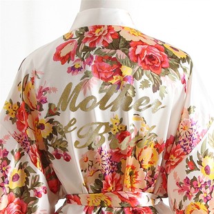 婚庆系列 牡丹新娘母亲Mother of the Bride仿真丝化妆袍晨袍定制