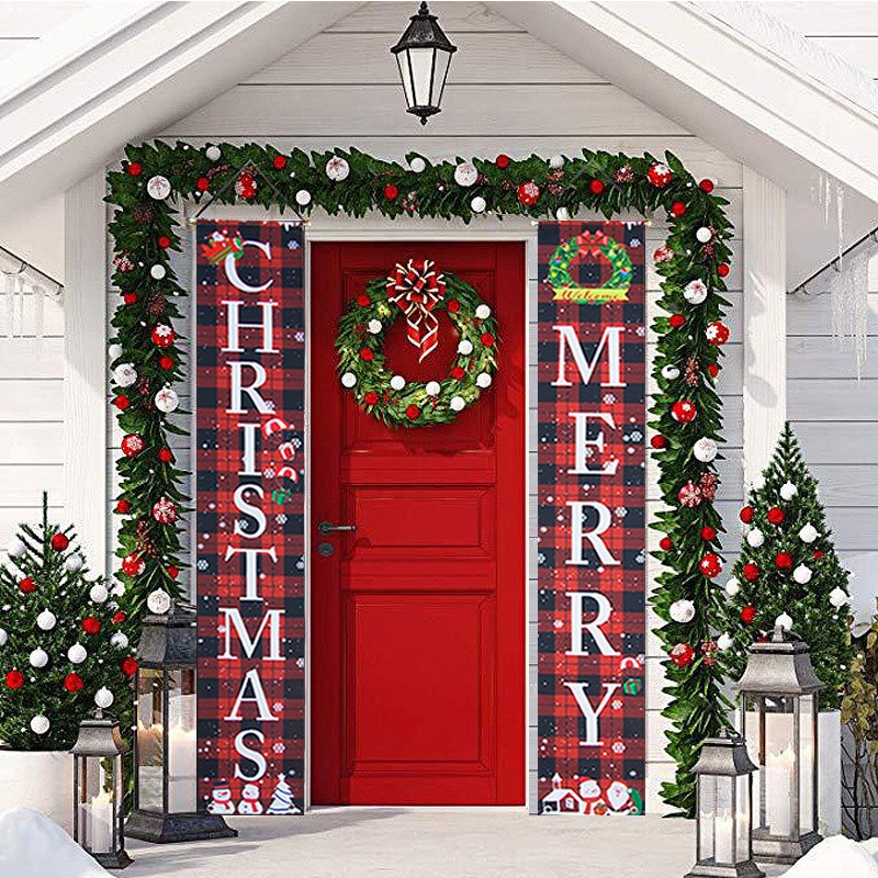 圣诞节对联旗帜圣诞雪人MerryChristmas圣诞横幅派对装饰门帘定制