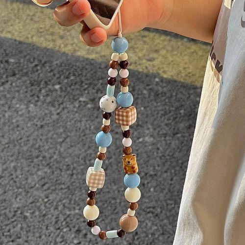 卡通方块手机链条挂饰可爱ccd挂绳手腕式挂件相机防丢绳定制