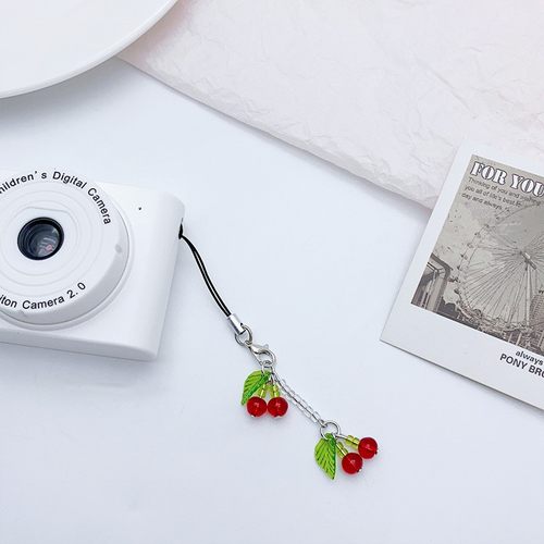 原创手作清新琉璃串珠樱桃手机链简约可爱ccd相机挂链U盘防丢定制