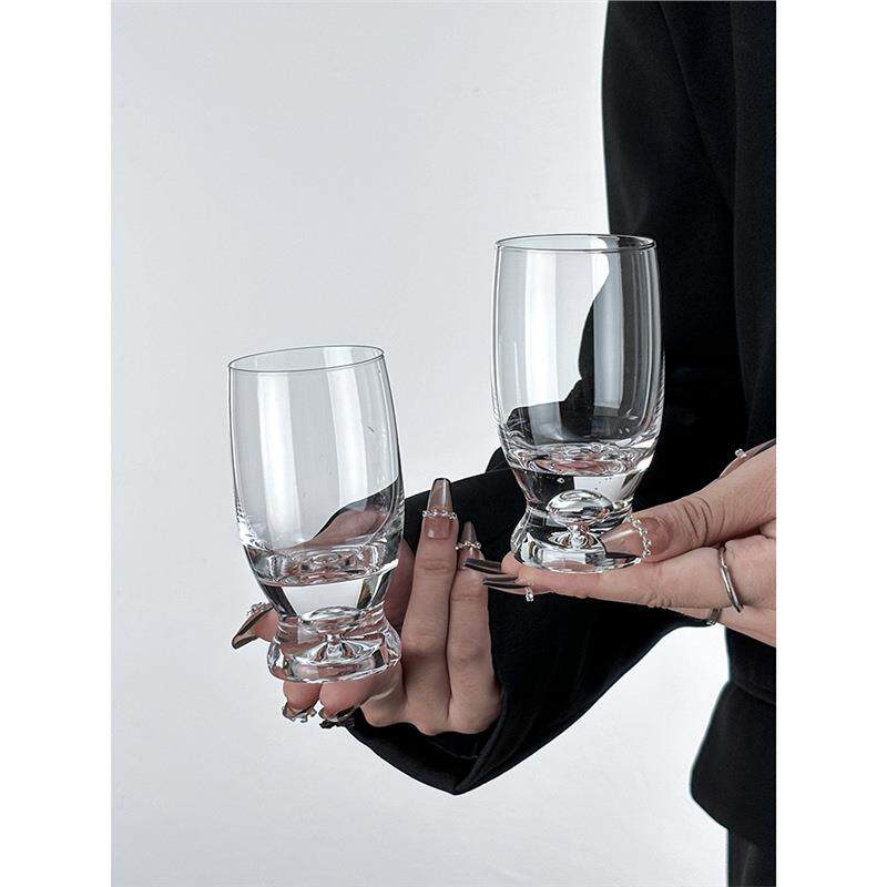 ins简约日式创意厚底玻璃杯啤酒杯轻奢高档白酒烧酒杯子高颜值