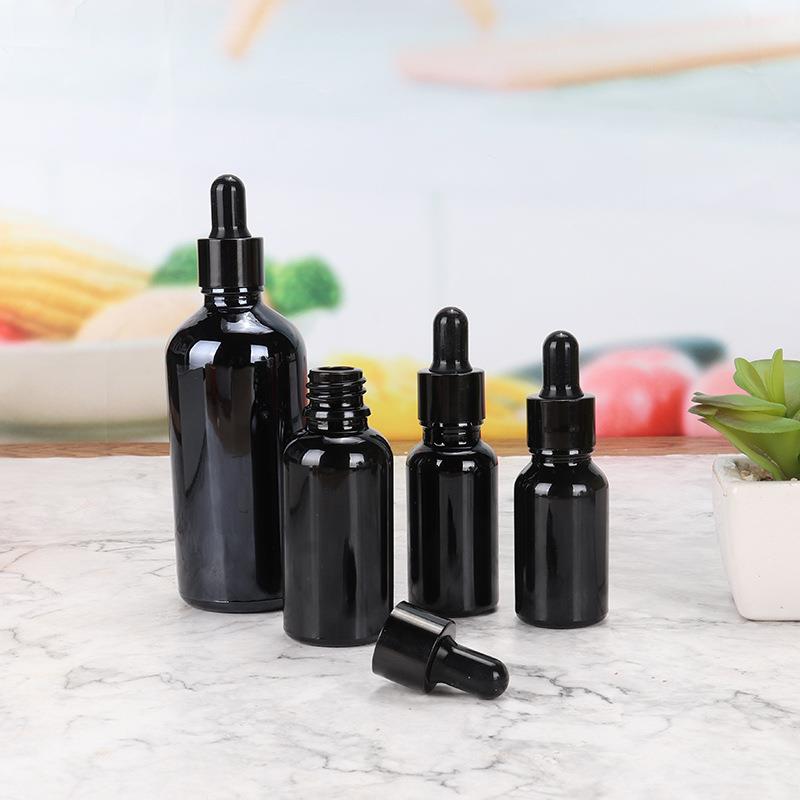 10ml亮黑色滴管瓶50ml 30ml精油原液分装瓶100ml原料紫晶玻璃瓶定