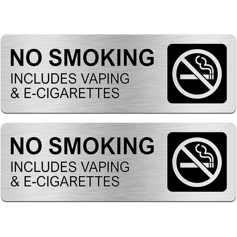 禁止吸烟标志9x3英寸拉丝铝，防水标识标牌NO SMNG SIGN