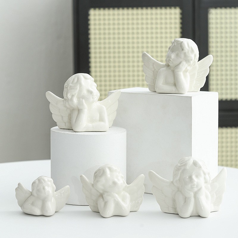 北欧风简约陶瓷天使工艺品装饰品现代家居桌面摆件圣诞节礼品定制