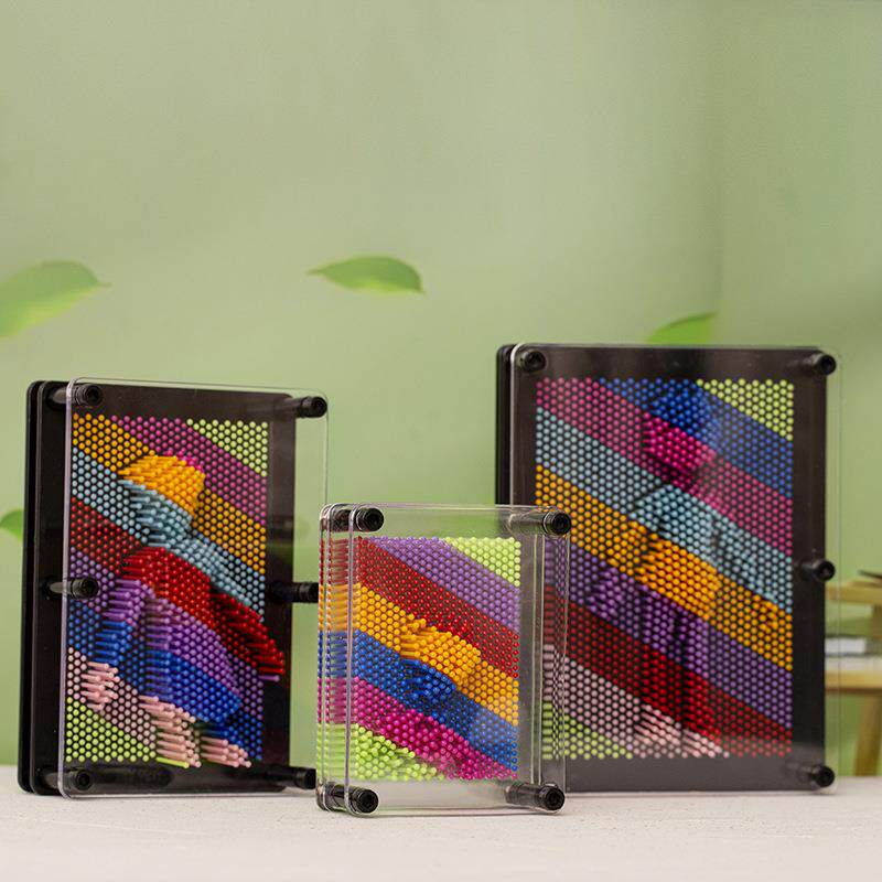 彩色方形3D手模立体百变针画克隆手印办公桌面装饰摆件儿童玩具