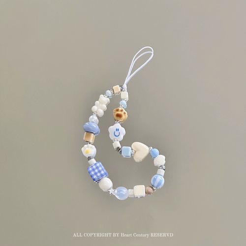 【小栗熊】原创陶瓷粉色复古手机挂件手机链ccd挂绳相机链条定制