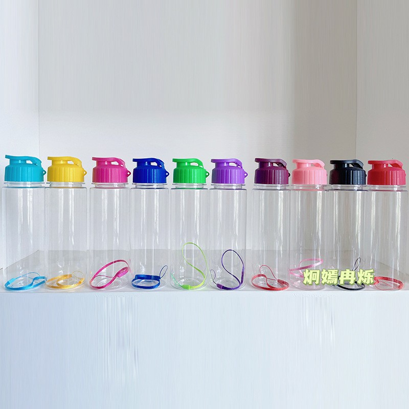 工厂定 制塑料杯加工印字logo手提吊带水杯密封防漏广告杯定制