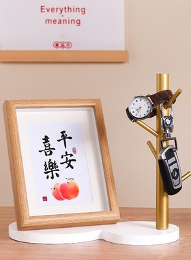 创意木质葫芦托盘树杈杯架进门玄关钥匙架客厅装饰摆件收纳架定制