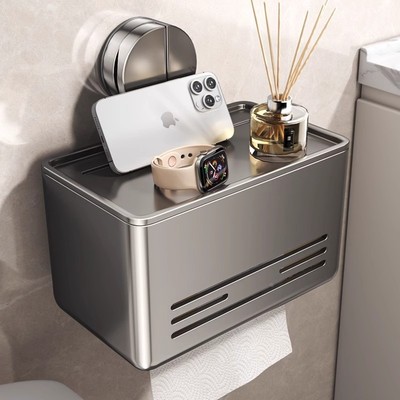 强力吸盘厕所家用纸巾盒壁挂式高级感卫生间马桶旁卷纸厕纸置定制