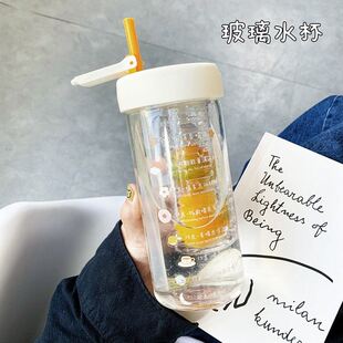 夏季办公室玻璃泡茶水杯子女生带吸管茶漏高颜值花茶ins风