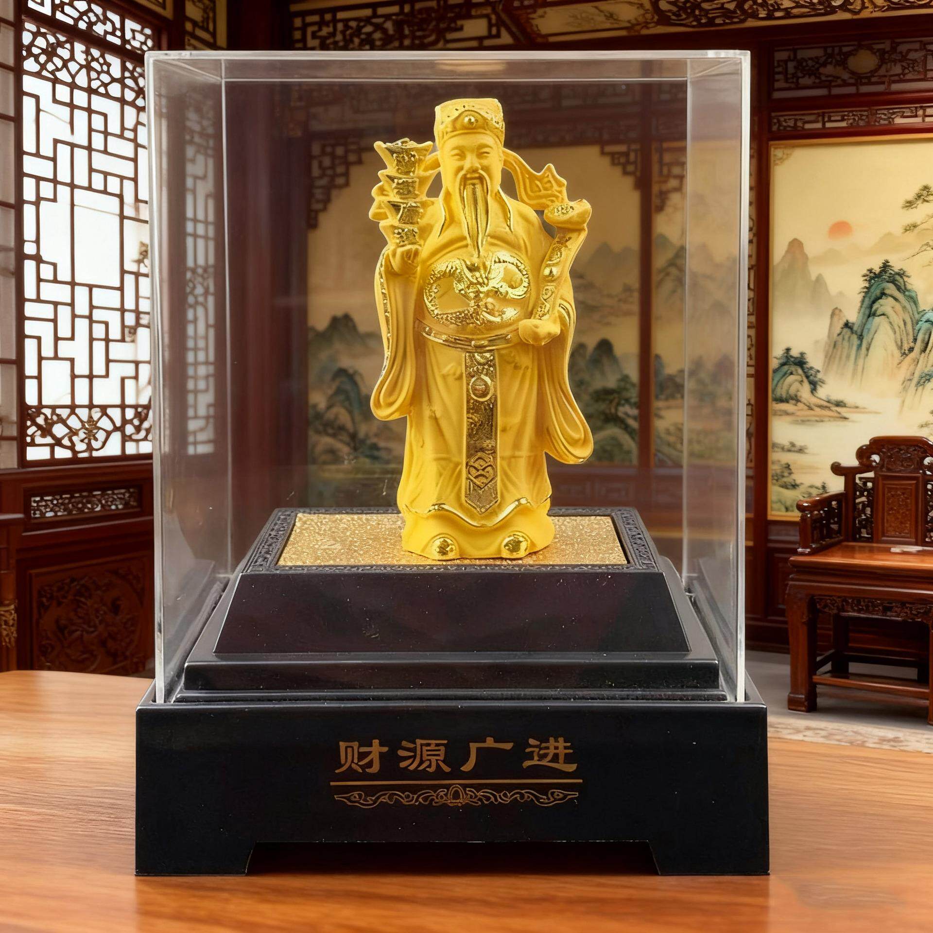 2026新款 绒沙金财神摆件秀气四元宝财神礼盒装 4S店金店活动礼品