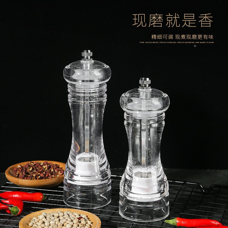 手动胡椒研磨器亚克力4寸5寸 6寸调味瓶陶瓷芯透明香料研磨器定制