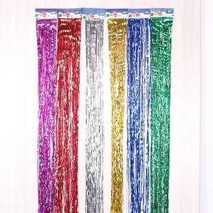 彩色小雨丝帘镭射气球流苏婚庆婚礼生日派对背景装 饰彩条布置定制