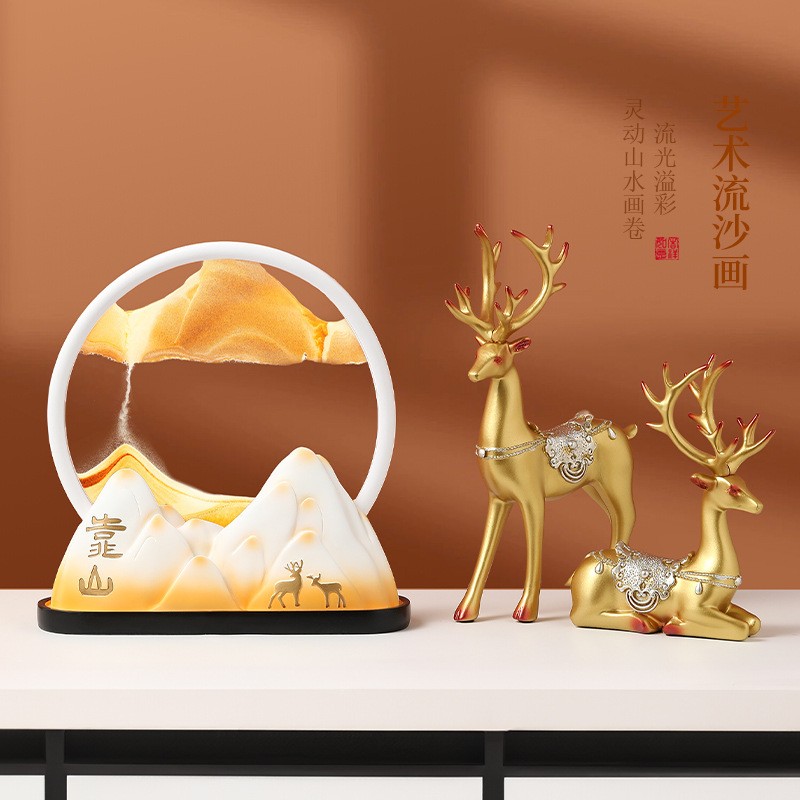 创意流沙画摆件 客厅玄关酒柜轻奢装饰品招财鹿乔迁新居礼品定制图片