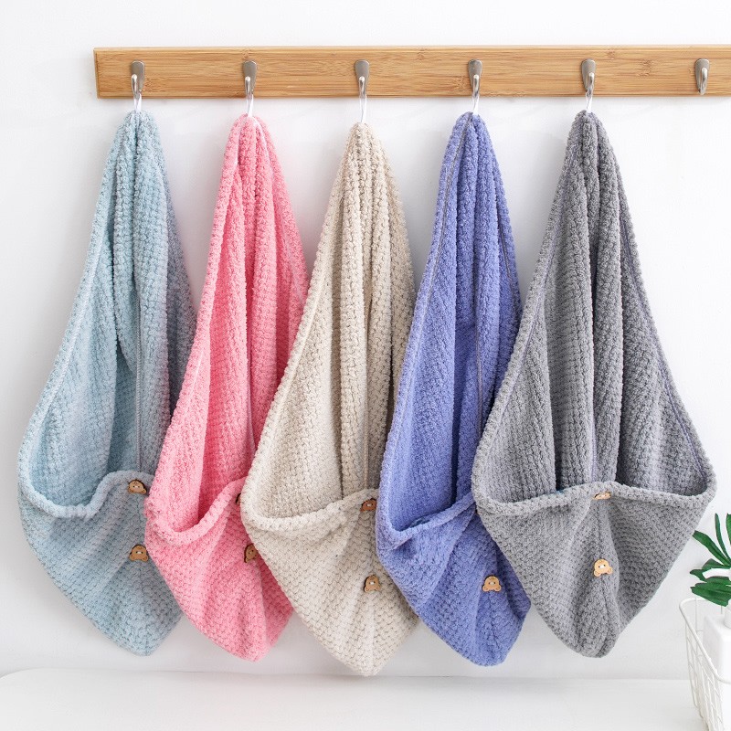 包邮菠萝格干发帽 直销加厚经编珊瑚绒网红速干浴帽可定制