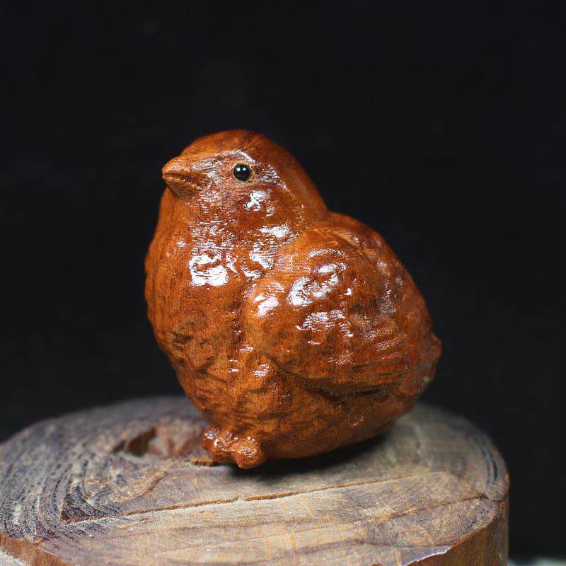 缅甸黄花梨小鸡雕刻手把件 白酸枝木雕摆件工艺品 红木文玩