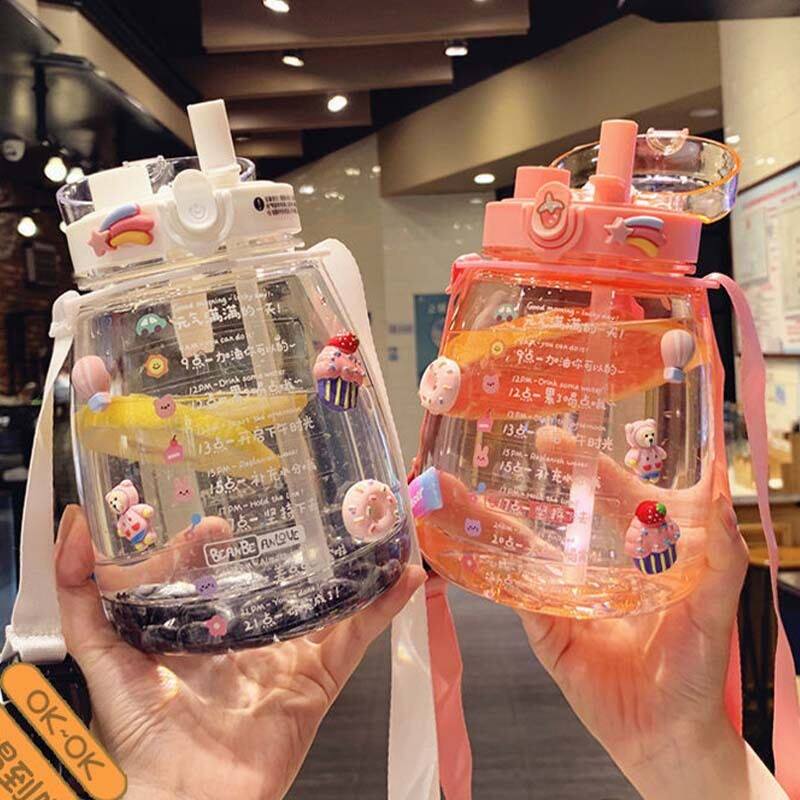 水杯夏季女生高颜值双饮吸管杯可爱大肚杯大容量水壶ins学生水杯