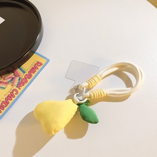 日韩风黄色雪梨公仔挂饰适用手机壳可爱女款 短绳防丢定制 挂绳方式