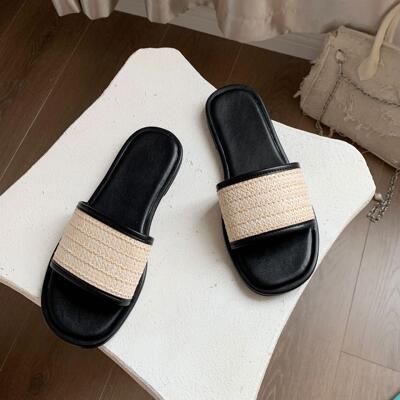 小众设计平底复古编织凉拖鞋女夏季凉鞋女外穿2025年新款罗马定制