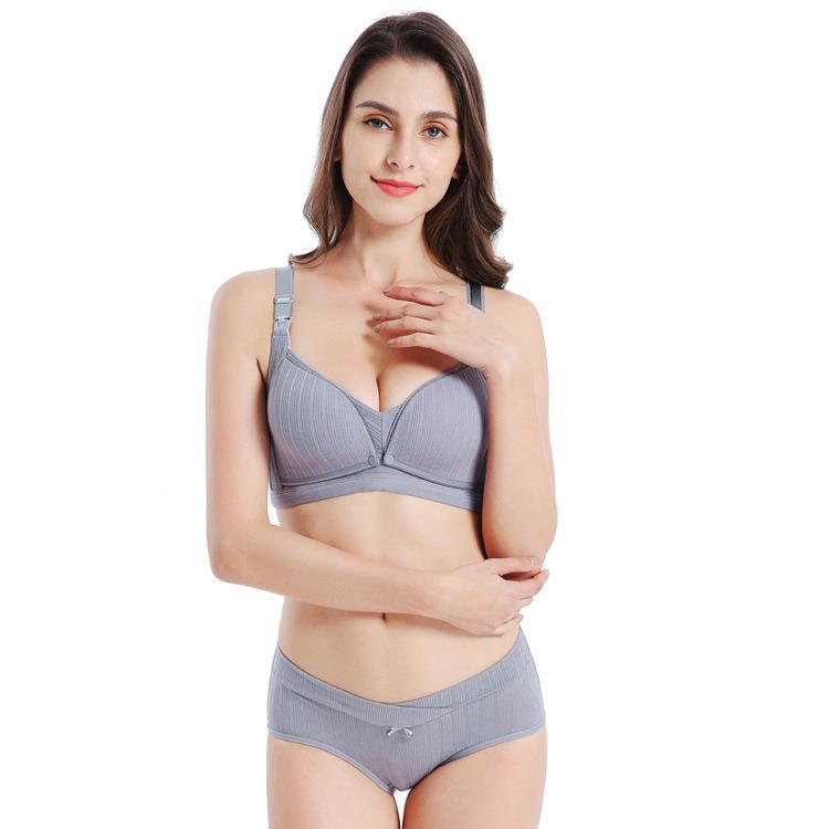 哺乳文胸双开扣孕妇内衣套装低腰托腹内裤无钢圈产后喂奶胸罩
