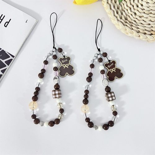 日韩ins新款小熊串珠ccd相机手链卡通手机链可爱挂绳女款链条定制