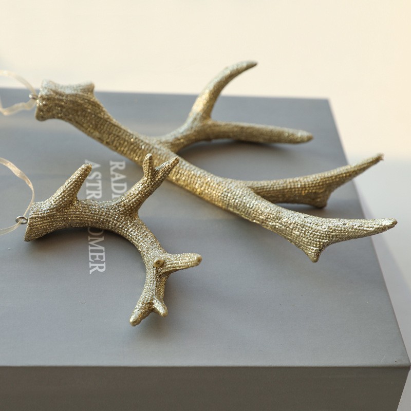 港恒节庆装饰用品麋鹿角圣诞树装扮挂饰橱窗布置树脂鹿角挂件定制